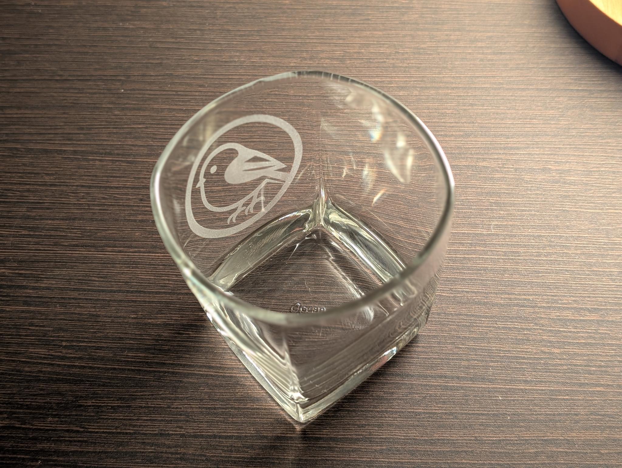 丸にシマエナガ　家紋風グラス | 3枚目
